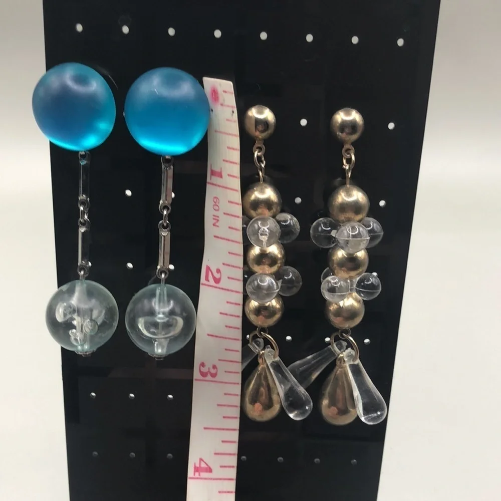Vintage lucite look statement earrings bundle lot 3 dangle drop long